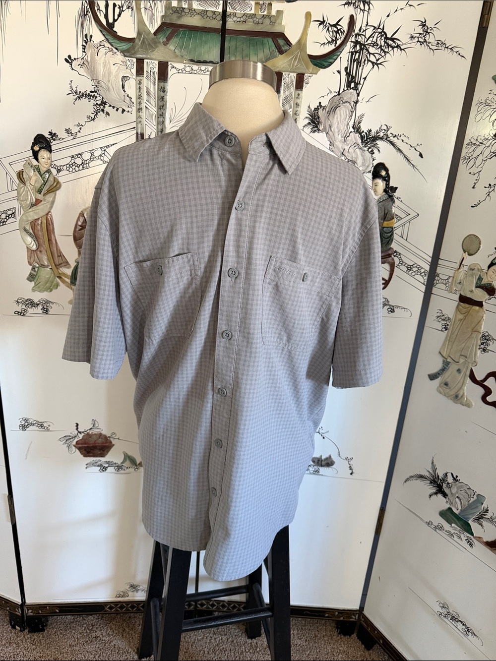 Orvis Light Gray Short-Sleeve Button-Down Shirt